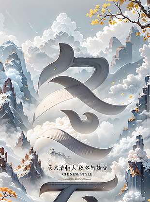 天水清相入秋冬氣始交冬至海報