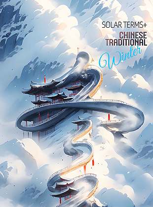 簡約大氣冬至傳統二十四節氣海報