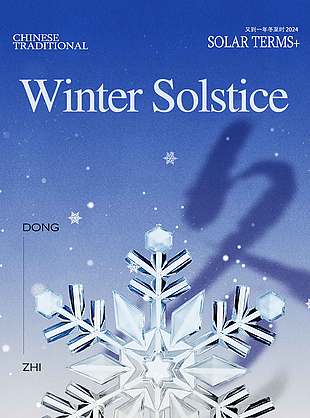 簡約大氣冬日飄雪傳統節氣冬至海報