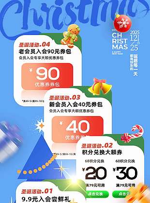 圣誕節快樂每一天節日活動海報