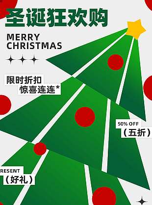 圣誕節(jié)全場(chǎng)購(gòu)物滿額立減促銷海報(bào)