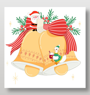 圣誕節(jié)圣誕老人和小鴨子送禮物節(jié)日插畫