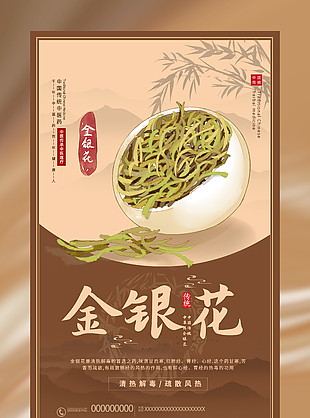 傳統(tǒng)中醫(yī)金銀花藥理知識(shí)宣傳海報(bào)