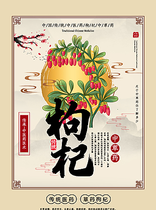 中藥醫術枸杞藥理知識宣傳海報