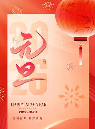 同跨新年新歲啟封元旦節(jié)日海報(bào)