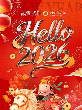 你好2026元旦快樂節日活動海報
