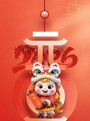 馬到成功平安吉祥元旦節日海報