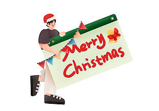 可愛卡通圣誕節(jié)手舉牌節(jié)日插畫