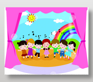 幼兒園小朋友唱歌舞臺背景邊框