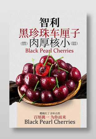 智利黑珍珠車厘子水果海報