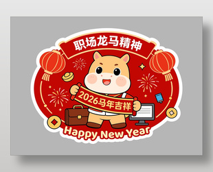 2026職場龍馬精神馬年手舉牌設(shè)計