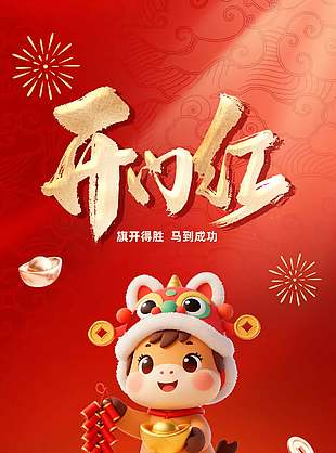 旗開得勝馬到成功2026開門紅海報