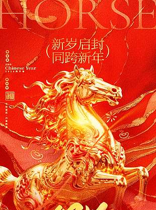 2026新年快樂馬上轉(zhuǎn)運(yùn)節(jié)日海報(bào)