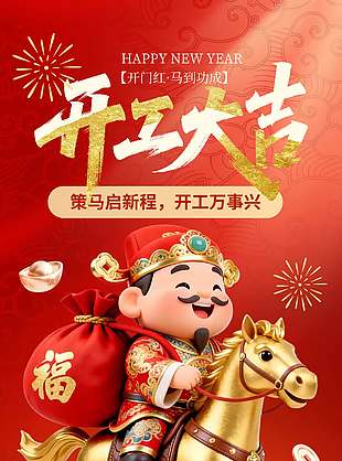 開工大吉萬事順?biāo)炜ㄍü?jié)日海報(bào)