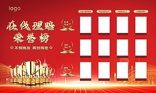 紅色簡約風(fēng)保險理賠榮譽(yù)榜企業(yè)展板