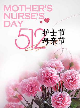 512护士节康乃馨花束简约摄影海报