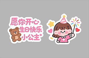 生日快樂小公主卡通手舉牌設(shè)計