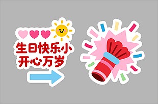生日快樂卡通裝飾貼紙設(shè)計