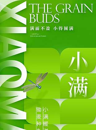 滿(mǎn)而不盈小得圓滿(mǎn)綠色節(jié)氣宣傳海報(bào)