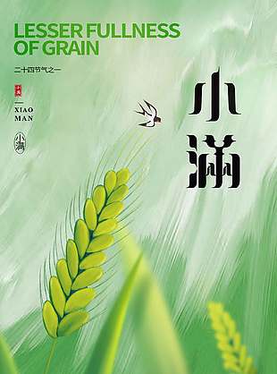 二十四節(jié)氣之一小滿宣傳清新手繪風(fēng)海報(bào)