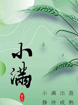 中國傳統(tǒng)二十四節(jié)氣之小滿綠色長圖海報