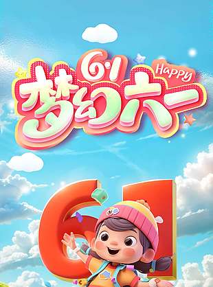 夢(mèng)幻六一創(chuàng)意兒童節(jié)海報(bào)宣傳設(shè)計(jì)