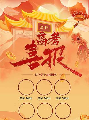 金榜題名魚躍龍門高考喜報設(shè)計
