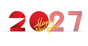 2027紅色裝飾貼紙?jiān)O(shè)計(jì)