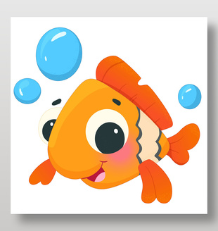 小金魚(yú)吐泡泡手繪卡通插畫(huà)設(shè)計(jì)