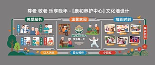 尊老敬老樂享晚年養(yǎng)老院文化墻設(shè)計