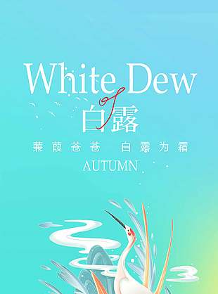 白露传统二十四节气简约插画风海报