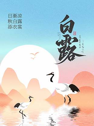 传统白露节气宣传中国风海报设计