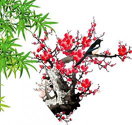 手会失量喜鹊与梅花之竹图片
