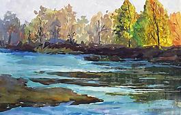 风景水彩画作品图片