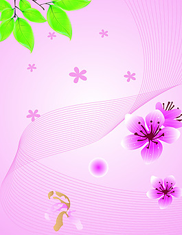 粉色花朵线条移门