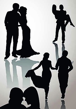 婚礼剪影矢量素材