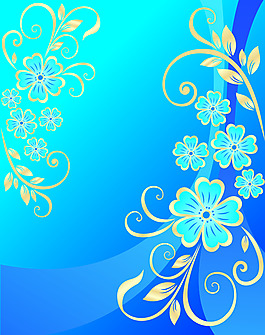 深蓝背景五瓣花朵移门图