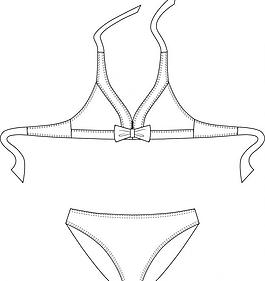 服装平面图 泳装 儿童比基尼图片