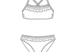 服装平面图 泳装 儿童比基尼图片