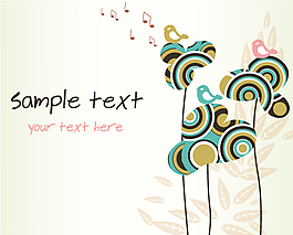 彩绘植物插画矢量素材