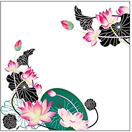 缤纷荷花矢量花纹素材下载