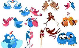 卡通爱情鸟图片