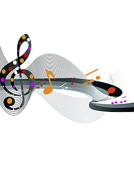 音符波纹白色移门图片