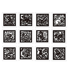 生肖剪纸传统矢量