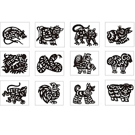 十二生肖剪纸素材