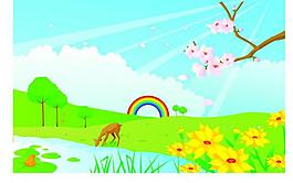 春天风景插画图片