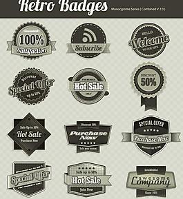 怀旧认证标签徽章图片