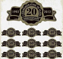 怀旧周年标签贴纸图片