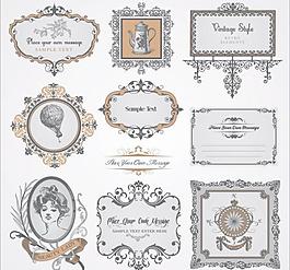 欧式花纹边框标签贴纸图片