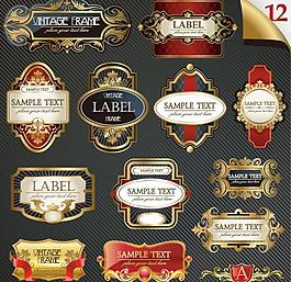 华丽金色欧式花纹花边框标签图片